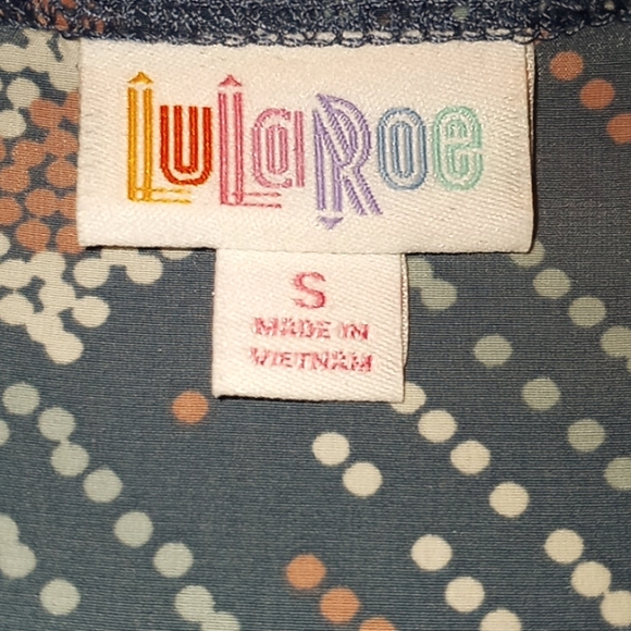 LulaRoe Joy Teal Abstract Print  Duster Vest - Picture 11 of 12